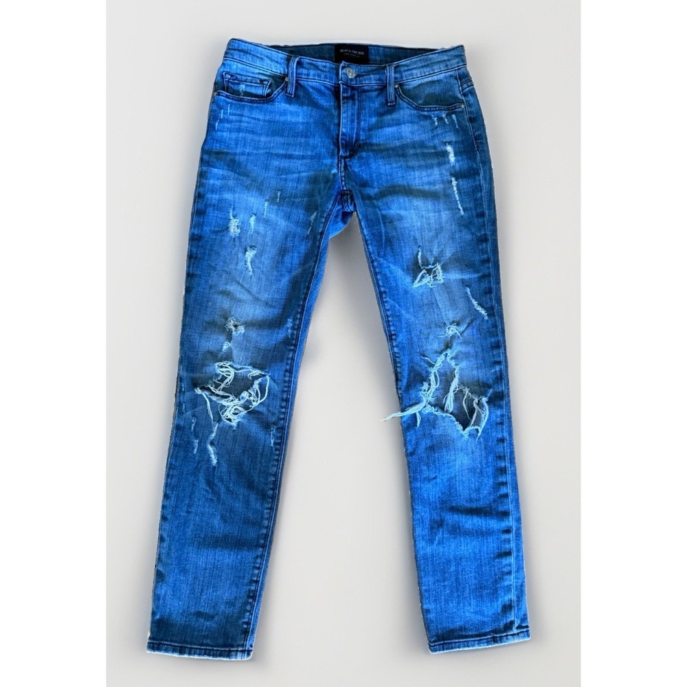 Black‎ Orchid Los Angeles Harper Skinny Boyfriend Distressed Jeans Medium Wash